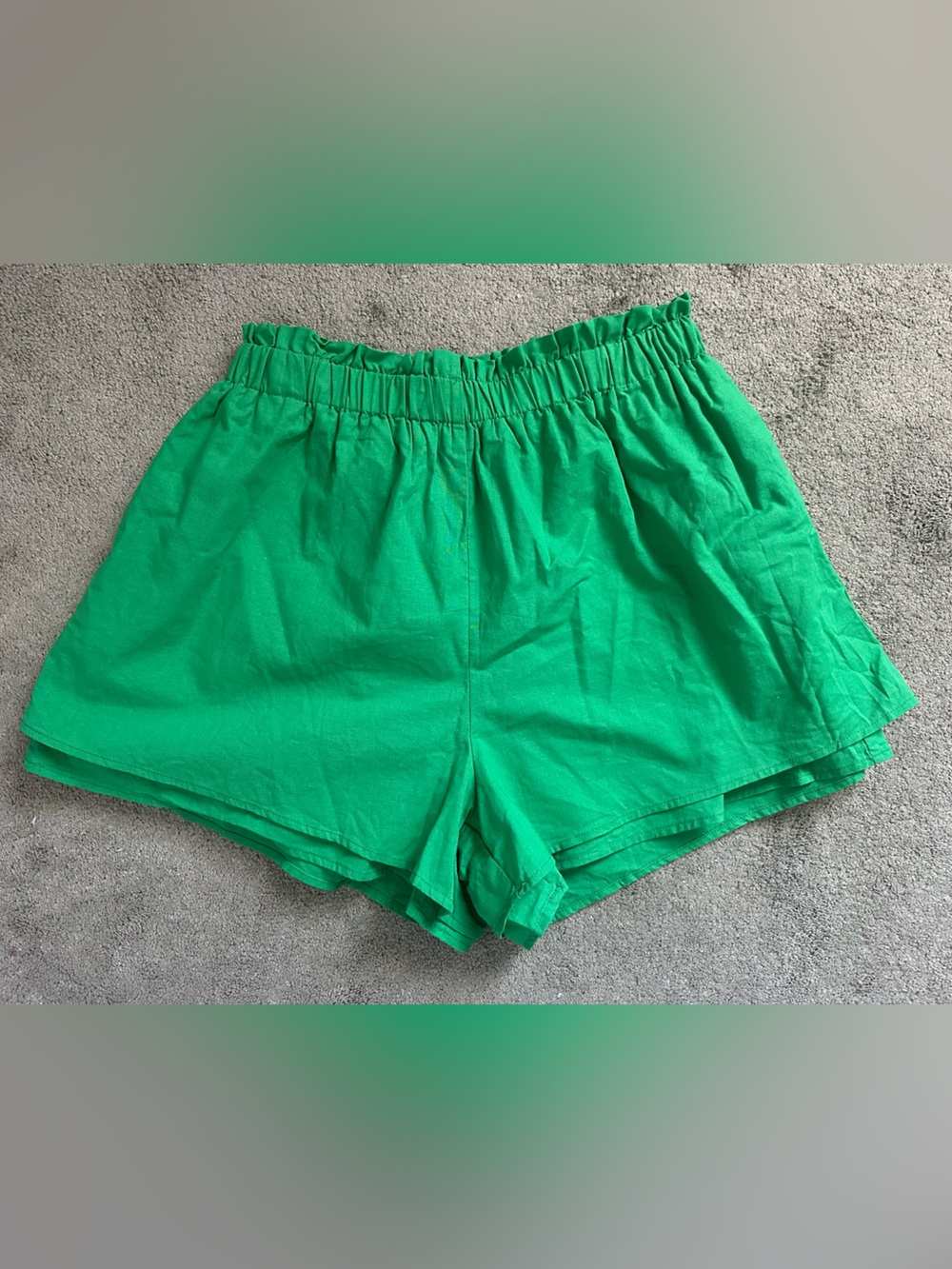 Commense Cotton Linen Blend Shorts Double Lined Kelly Green Size Large